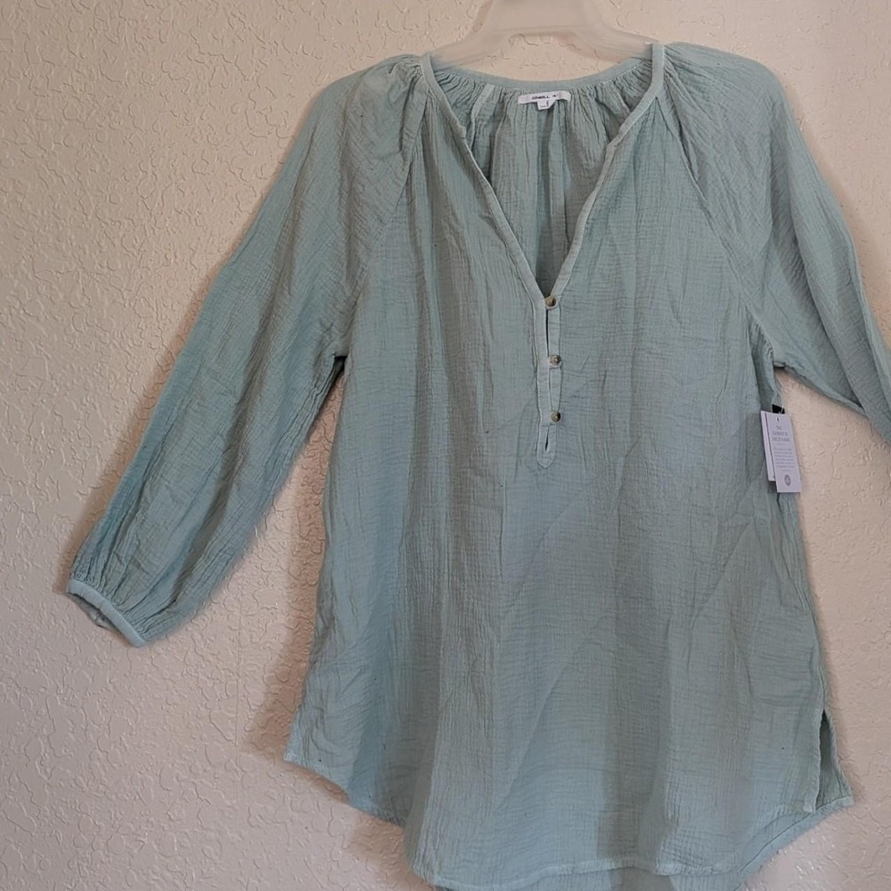 O'Neill Krysten Mint Green Crinkle Double Gauze Tunic Swim Cover-Up NWT Sz Small